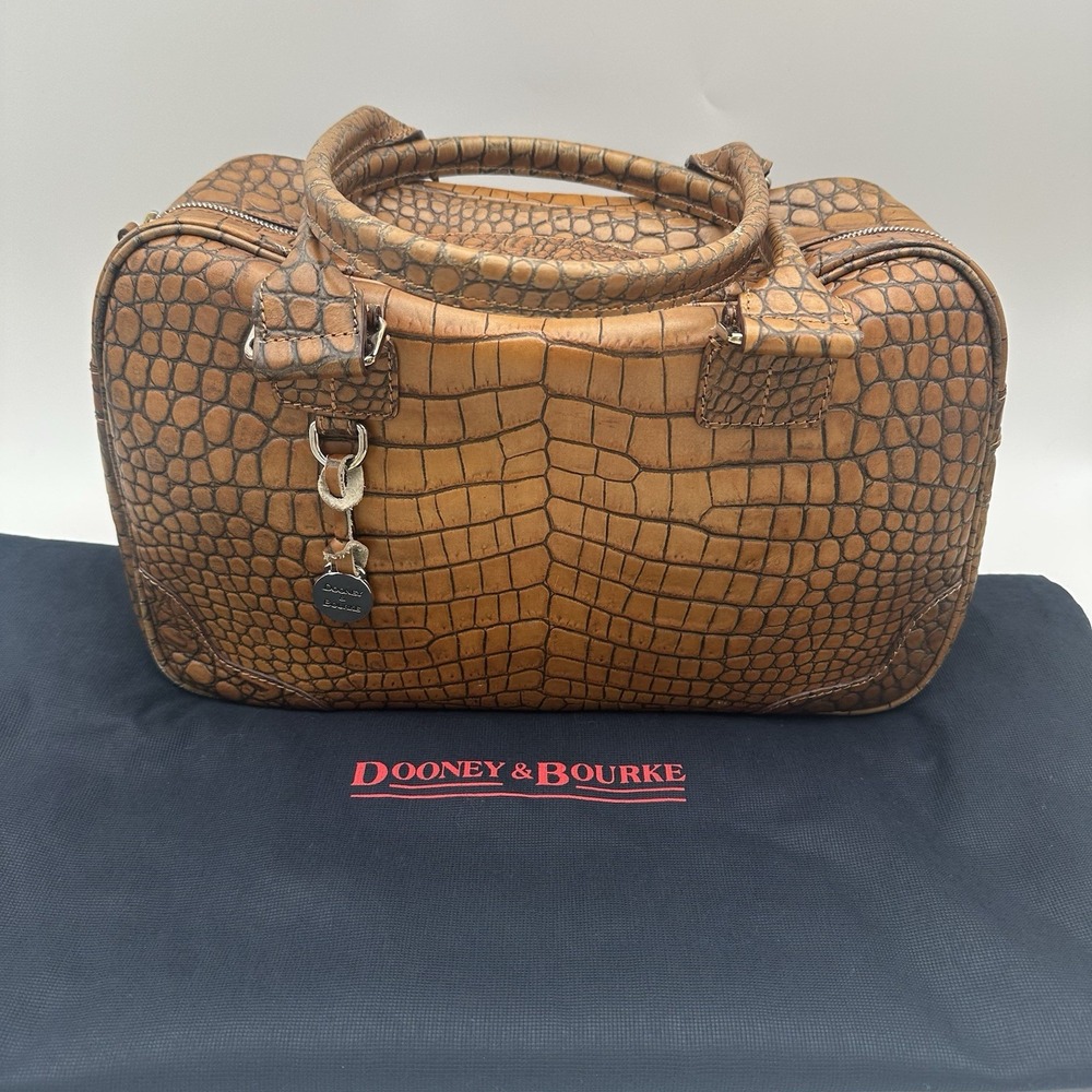 Dooney And Bourke Small Canyon Satchel‎ Leather Crocodile Embossed Pattern Rare